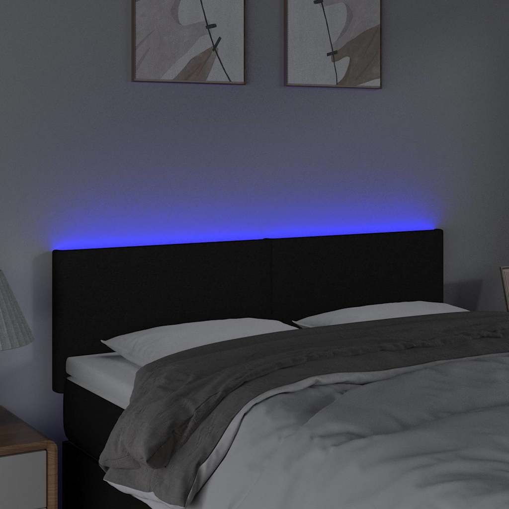 Vidaxl hoofdbord led 144x5x78 88 cm stof zwart