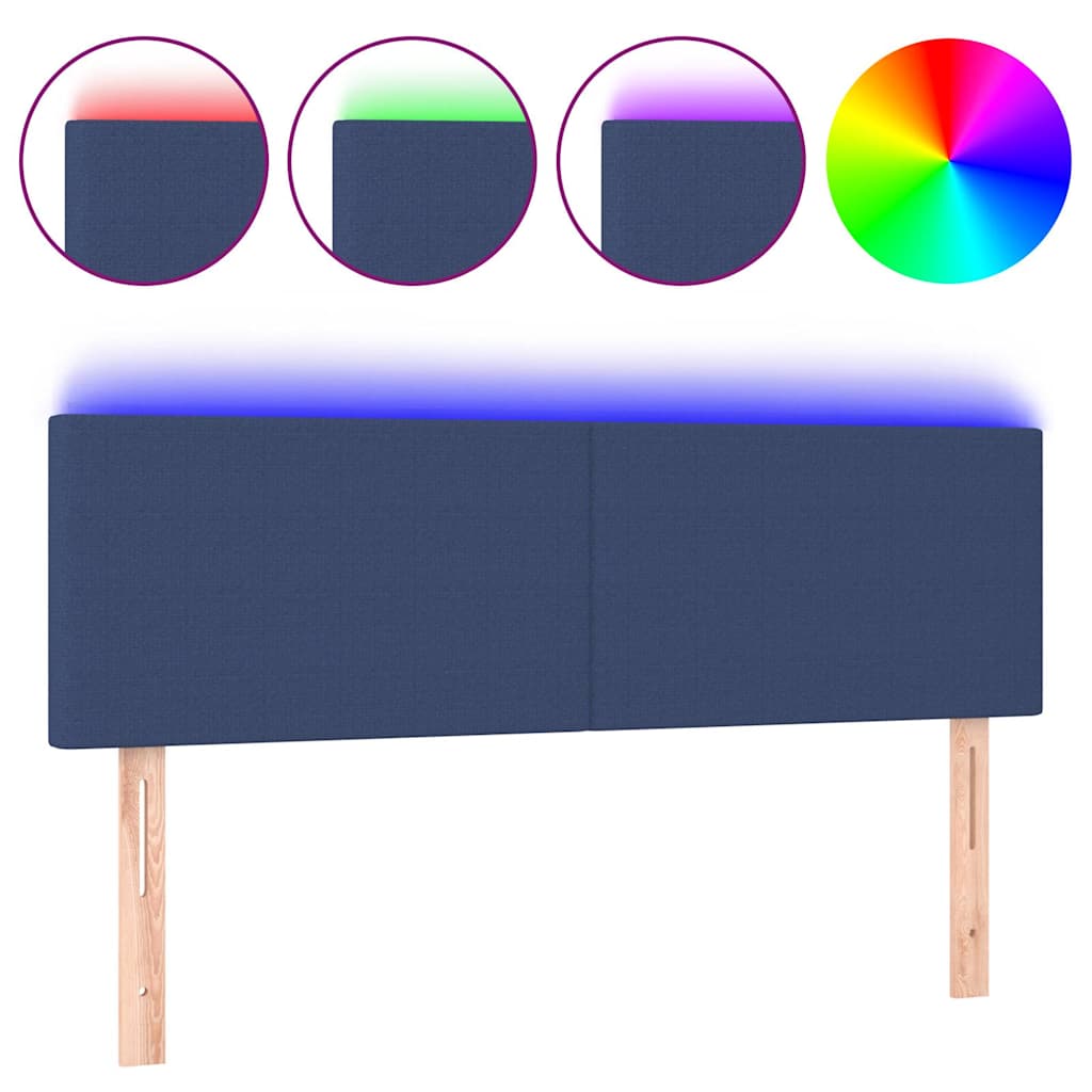 Vidaxl hoofdbord led 144x5x78 88 cm stof blauw