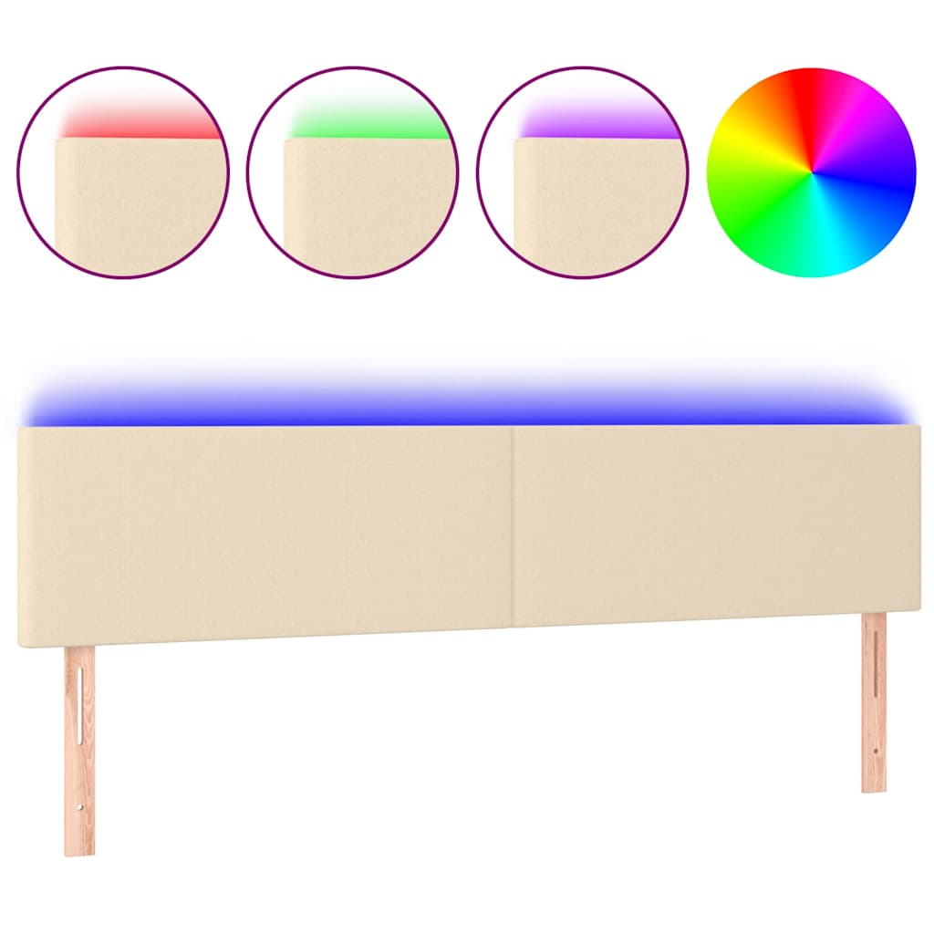 Vidaxl hoofdbord led 160x5x78 88 cm stof crèmekleurig