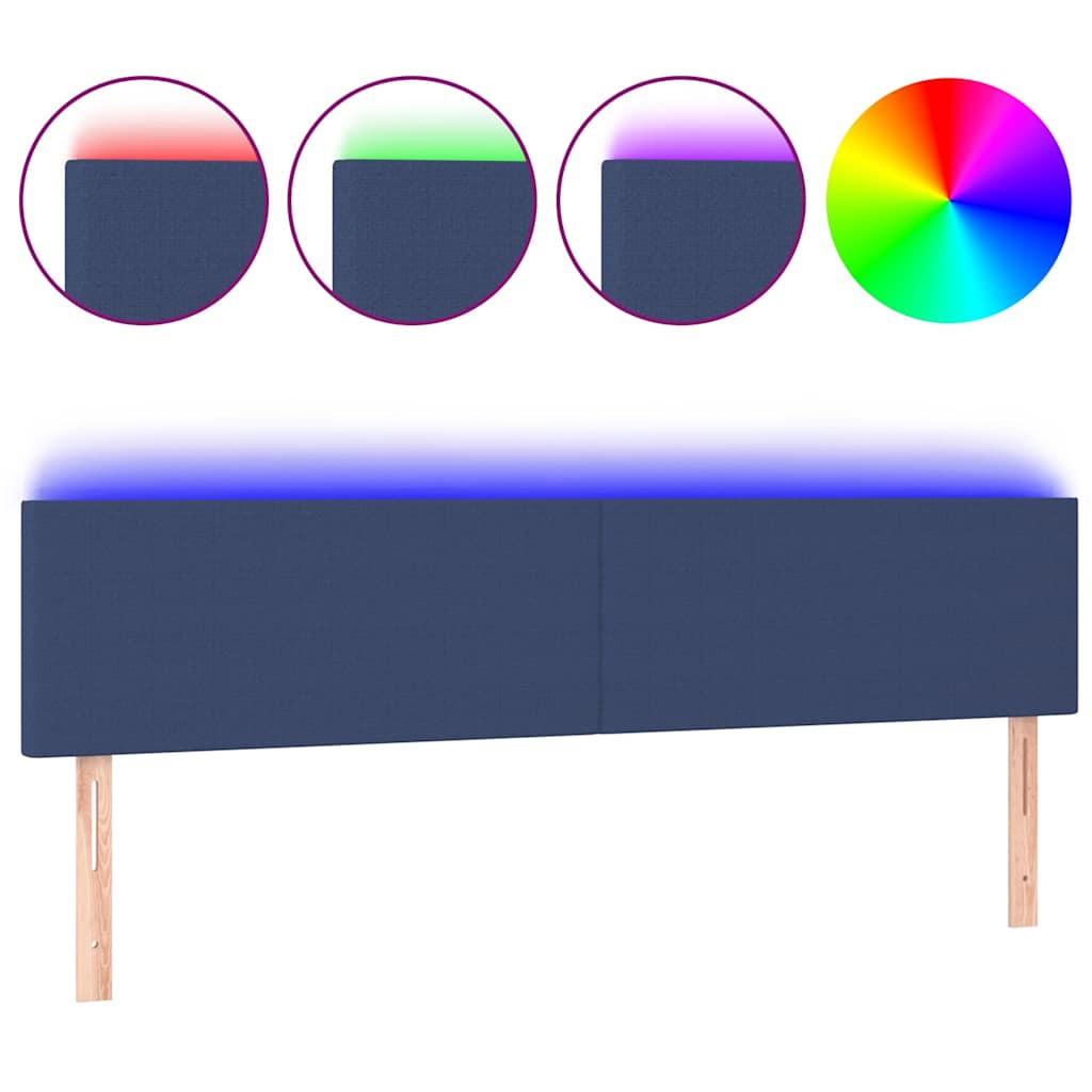 Vidaxl hoofdbord led 180x5x78 88 cm stof blauw