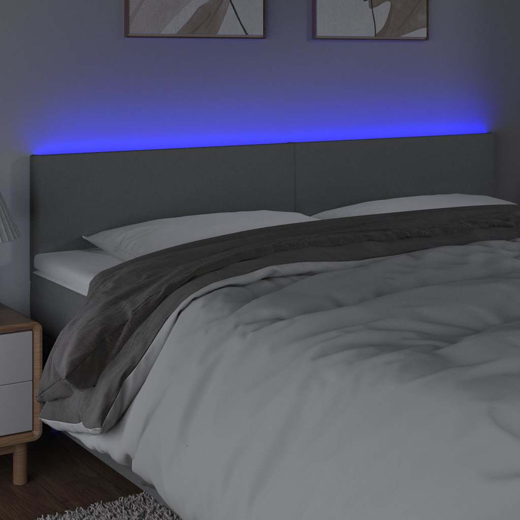 Vidaxl hoofdbord led 200x5x78 88 cm stof lichtgrijs
