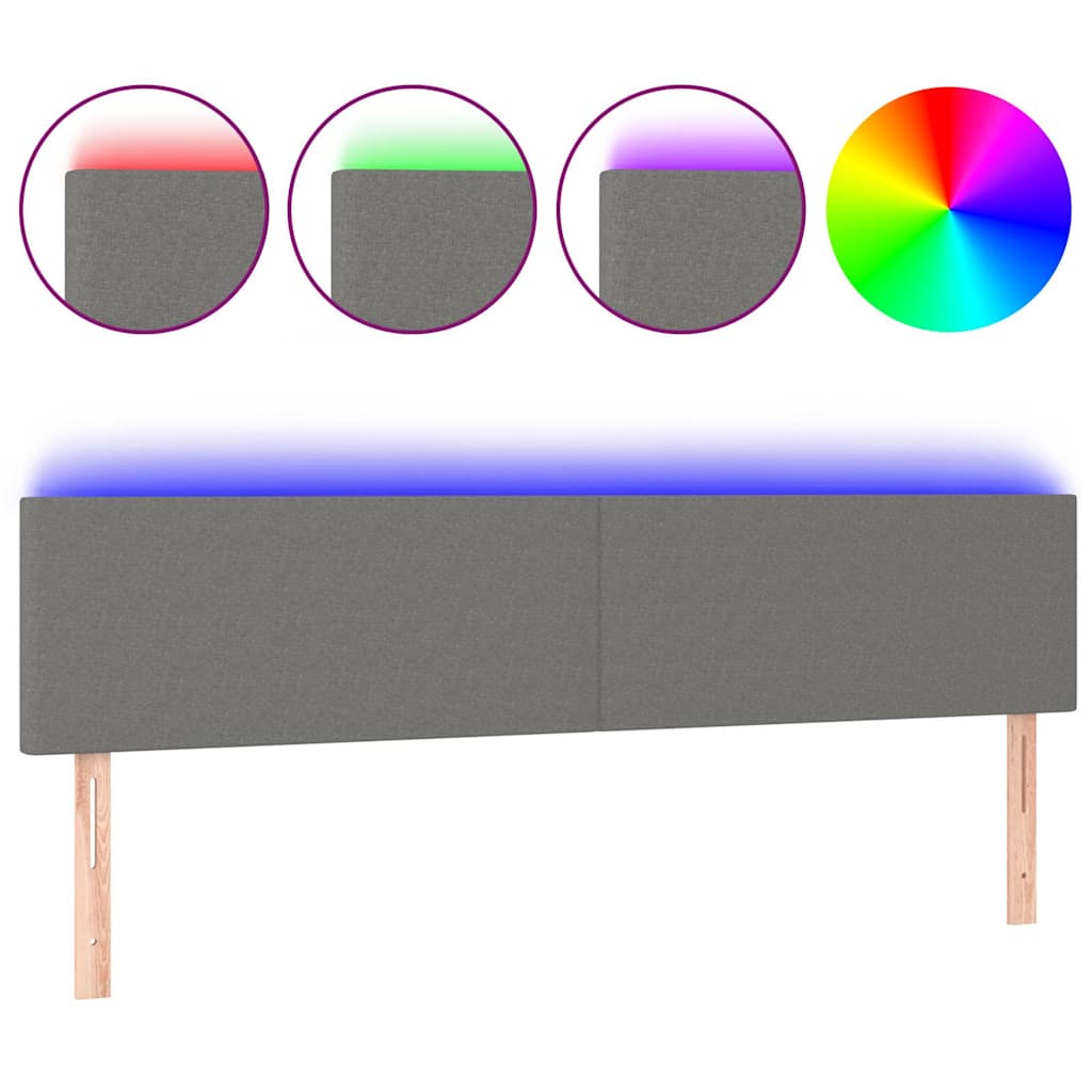 Vidaxl hoofdbord led 200x5x78 88 cm stof donkergrijs