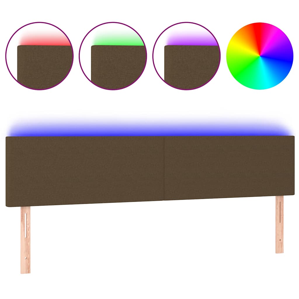 Vidaxl hoofdbord led 200x5x78 88 cm stof donkerbruin