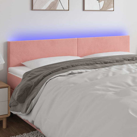 Vidaxl hoofdbord led 160x5x78 88 cm fluweel roze