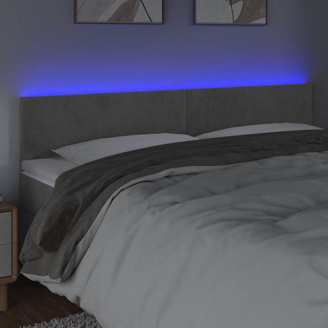 Vidaxl hoofdbord led 180x5x78 88 cm fluweel lichtgrijs