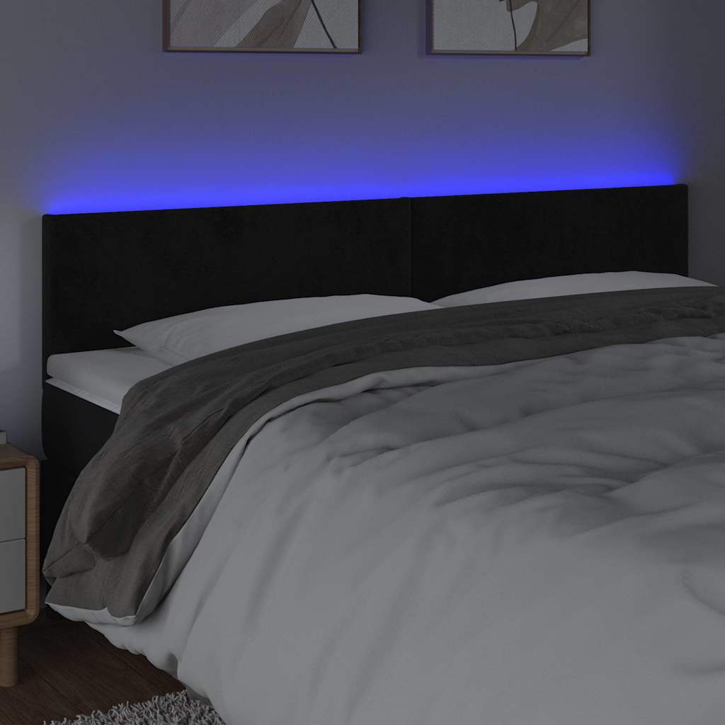 Vidaxl hoofdbord led 180x5x78 88 cm fluweel zwart