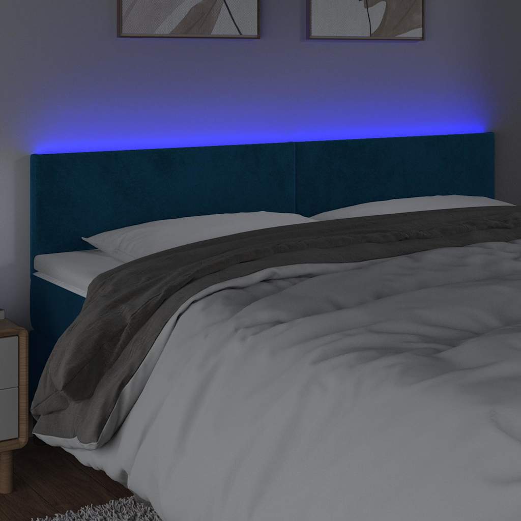 Vidaxl hoofdbord led 180x5x78 88 cm fluweel donkerblauw