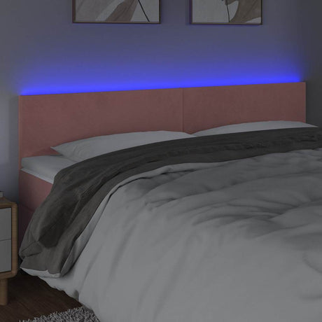Vidaxl hoofdbord led 200x5x78 88 cm fluweel roze