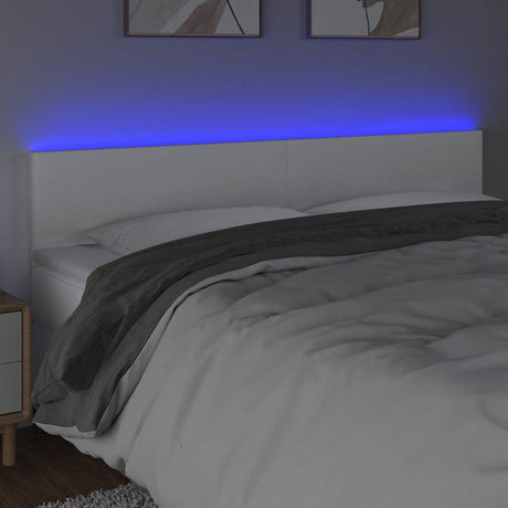 Vidaxl hoofdbord led 160x5x78 88 cm kunstleer wit