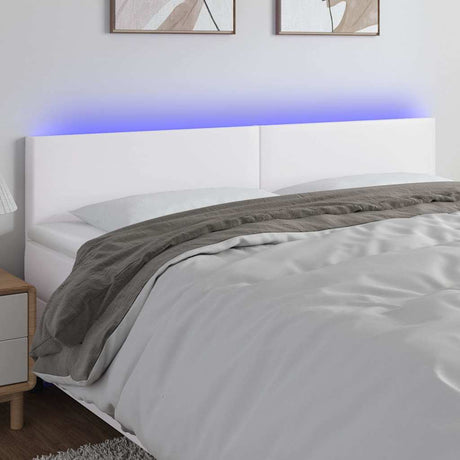 Vidaxl hoofdbord led 160x5x78 88 cm kunstleer wit