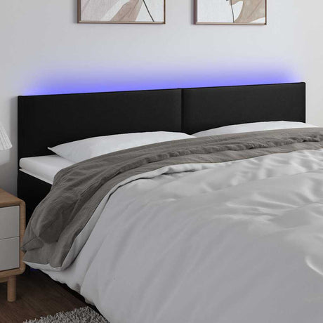 Vidaxl hoofdbord led 180x5x78 88 cm kunstleer zwart