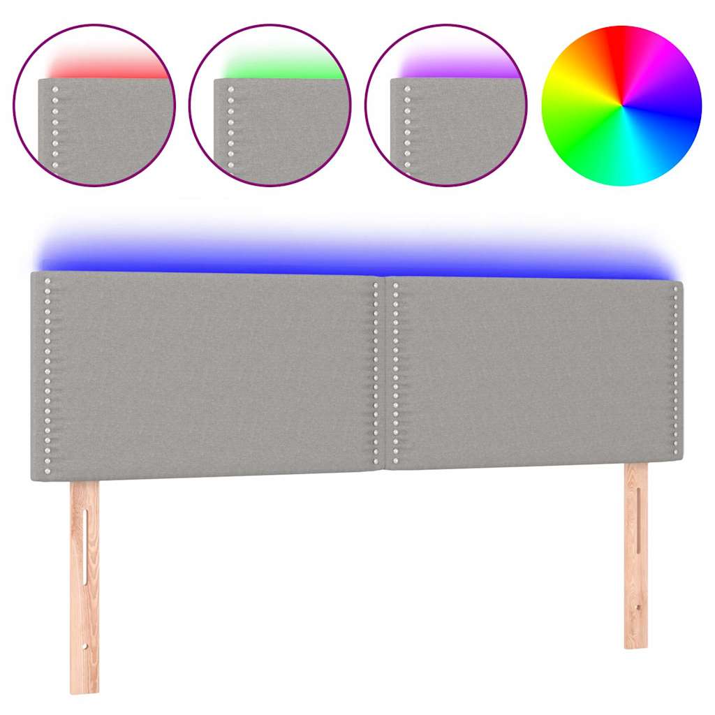 Vidaxl hoofdbord led 144x5x78 88 cm stof lichtgrijs