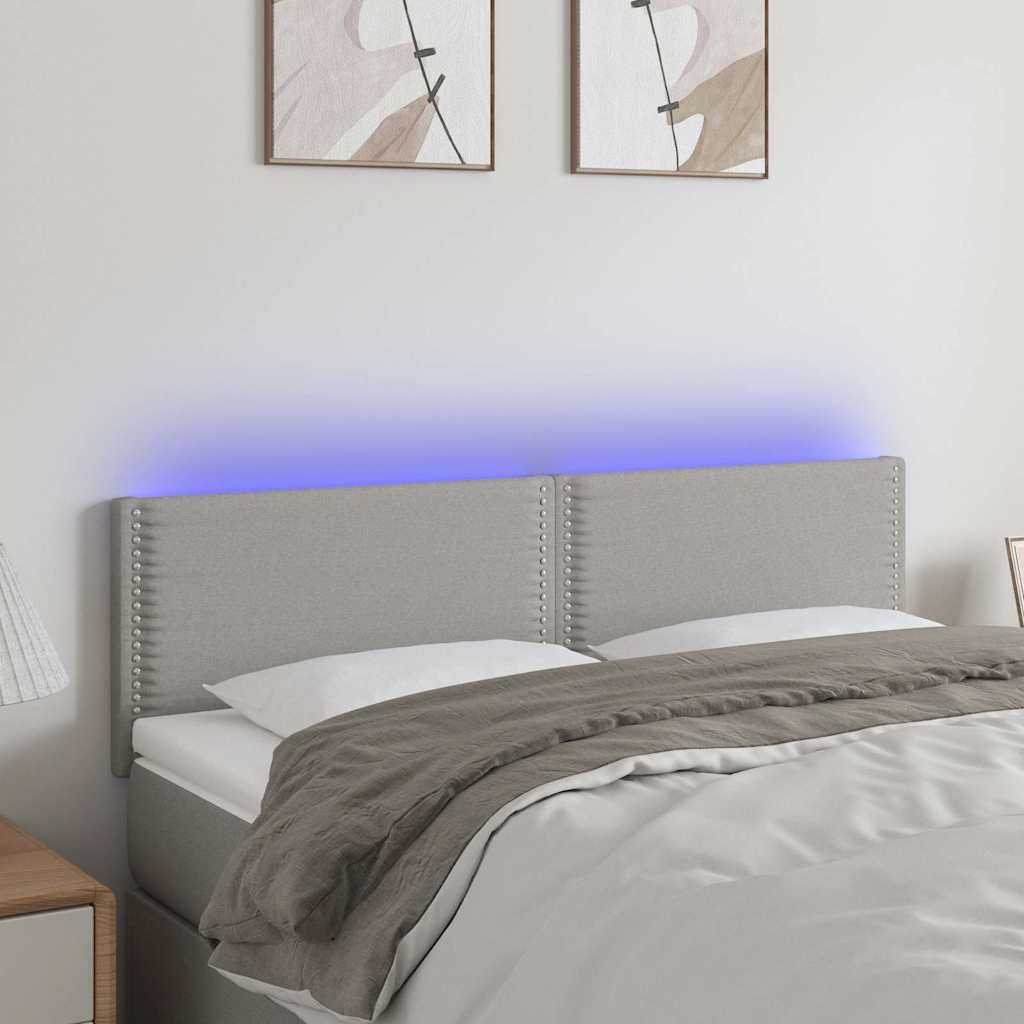 Vidaxl hoofdbord led 144x5x78 88 cm stof lichtgrijs