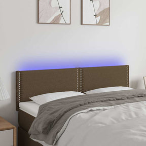 Vidaxl hoofdbord led 144x5x78 88 cm stof donkerbruin