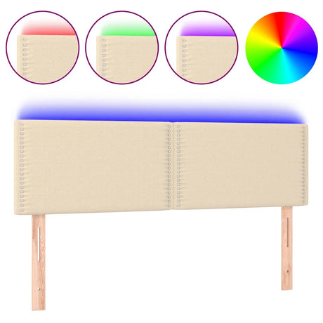 Vidaxl hoofdbord led 144x5x78 88 cm stof crèmekleurig