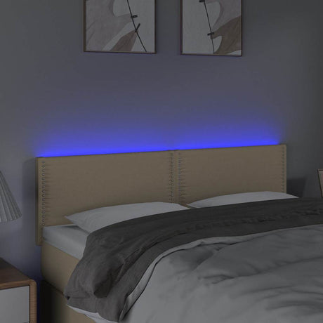 Vidaxl hoofdbord led 144x5x78 88 cm stof crèmekleurig