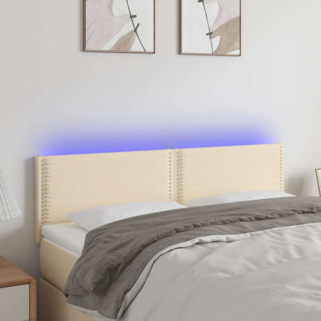 Vidaxl hoofdbord led 144x5x78 88 cm stof crèmekleurig