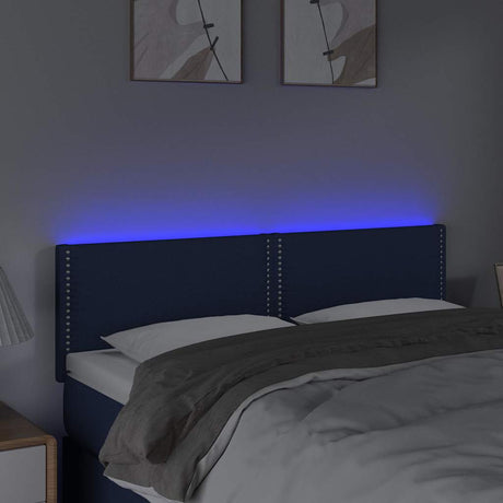 Vidaxl hoofdbord led 144x5x78 88 cm stof blauw
