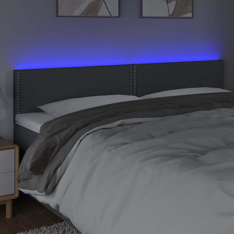 Vidaxl hoofdbord led 200x5x78 88 cm stof donkergrijs