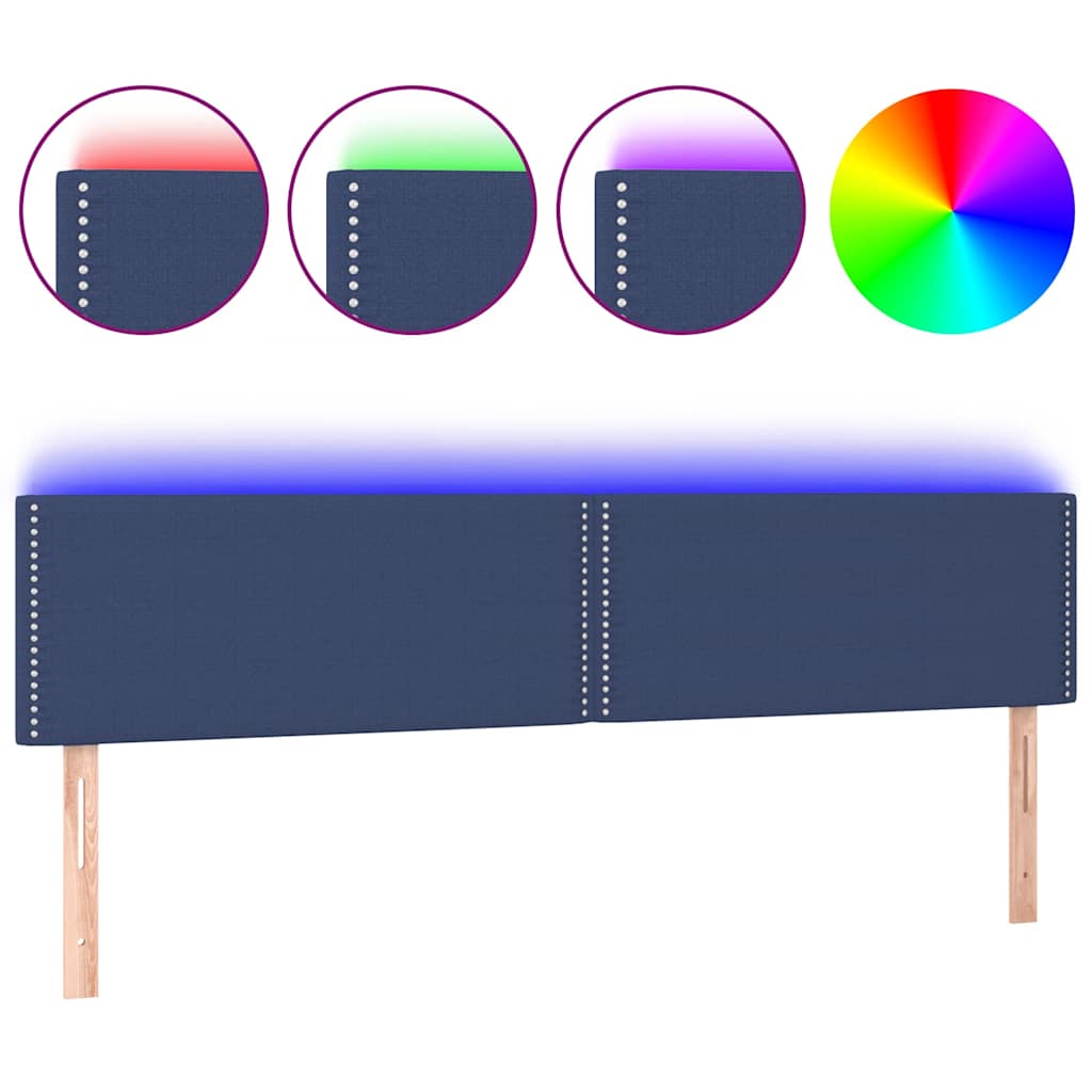 Vidaxl hoofdbord led 200x5x78 88 cm stof blauw