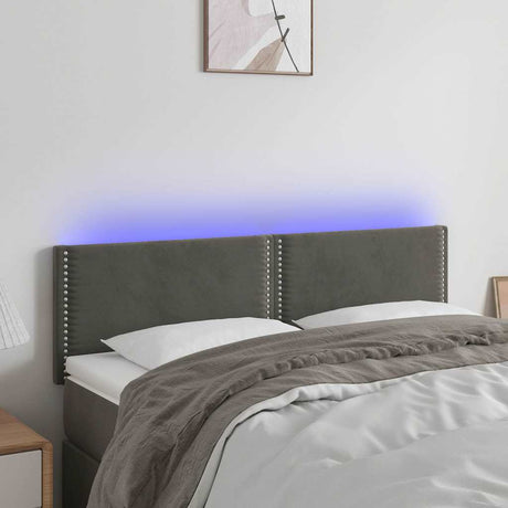 Vidaxl hoofdbord led 144x5x78 88 cm fluweel donkergrijs