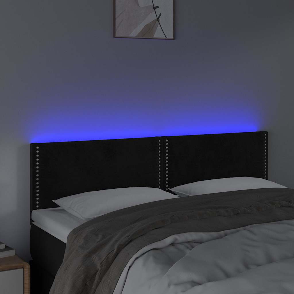 Vidaxl hoofdbord led 144x5x78 88 cm fluweel zwart