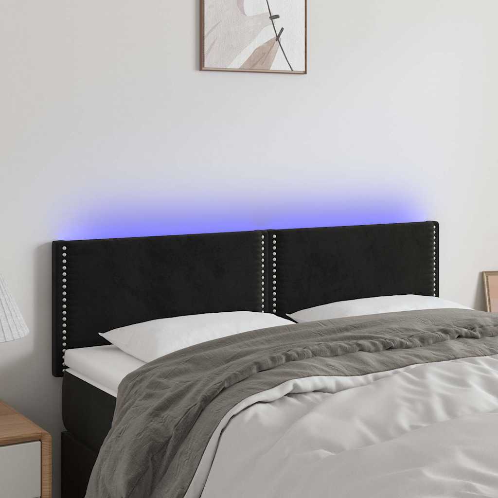 Vidaxl hoofdbord led 144x5x78 88 cm fluweel zwart