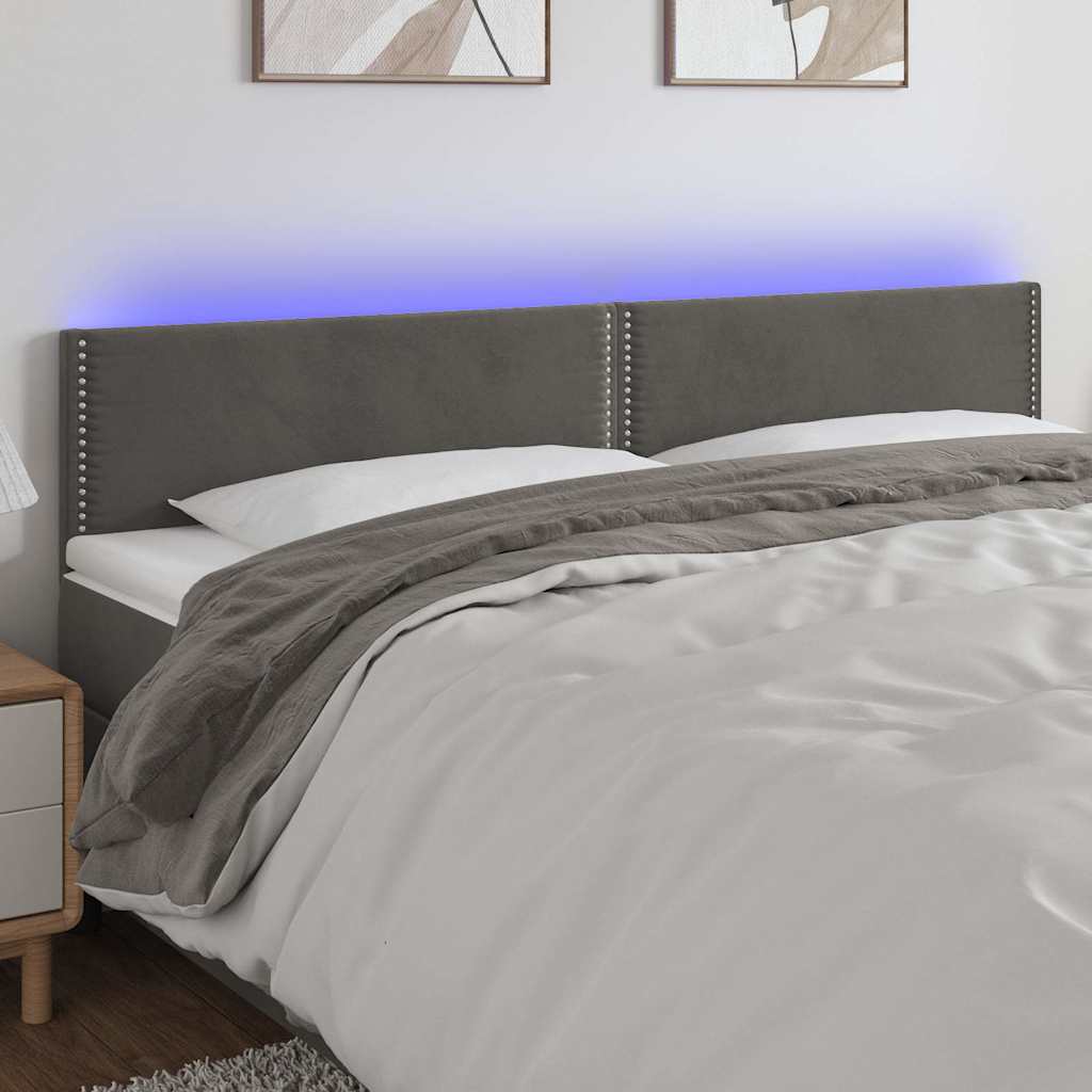 Vidaxl hoofdbord led 200x5x78 88 cm fluweel donkergrijs