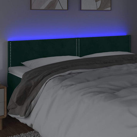 Vidaxl hoofdbord led 200x5x78 88 cm fluweel donkergroen