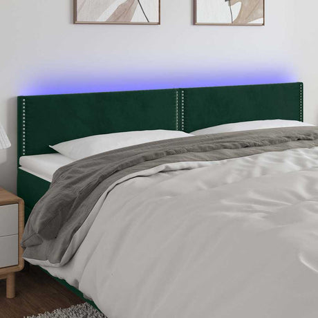 Vidaxl hoofdbord led 200x5x78 88 cm fluweel donkergroen