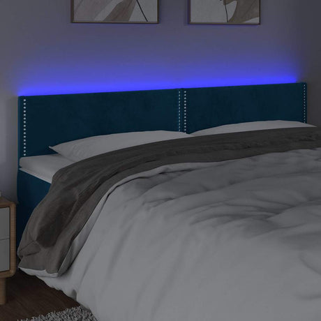 Vidaxl hoofdbord led 200x5x78 88 cm fluweel donkerblauw
