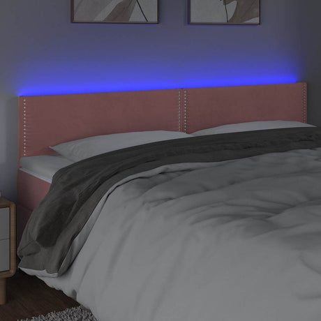 Vidaxl hoofdbord led 200x5x78 88 cm fluweel roze