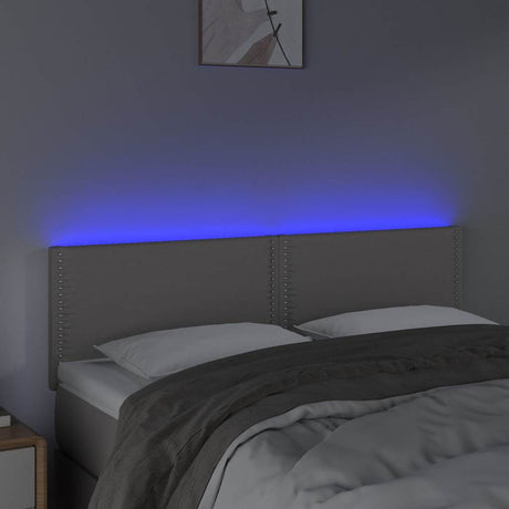 Vidaxl hoofdbord led 144x5x78 88 cm kunstleer grijs
