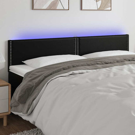 Vidaxl hoofdbord led 180x5x78 88 cm kunstleer zwart