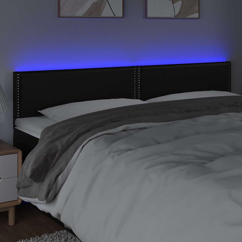 Vidaxl hoofdbord led 200x5x78 88 cm kunstleer zwart