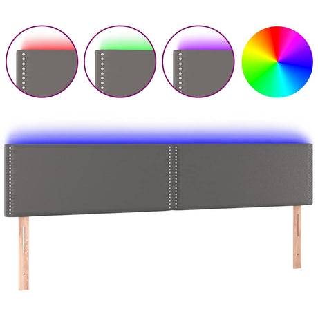 Vidaxl hoofdbord led 200x5x78 88 cm kunstleer grijs