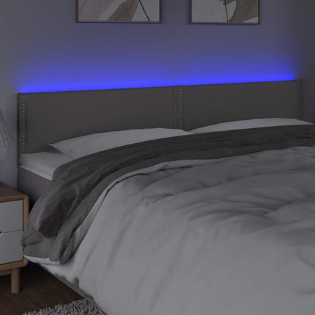 Vidaxl hoofdbord led 200x5x78 88 cm kunstleer grijs
