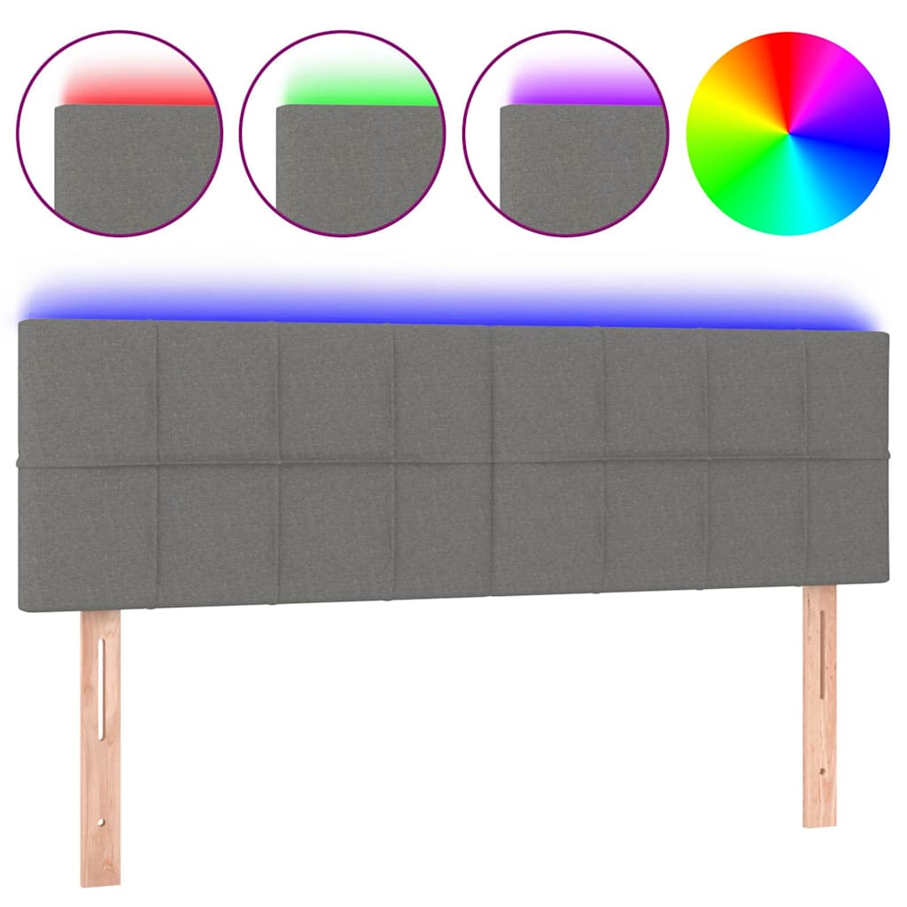 Vidaxl hoofdbord led 144x5x78 88 cm stof donkergrijs