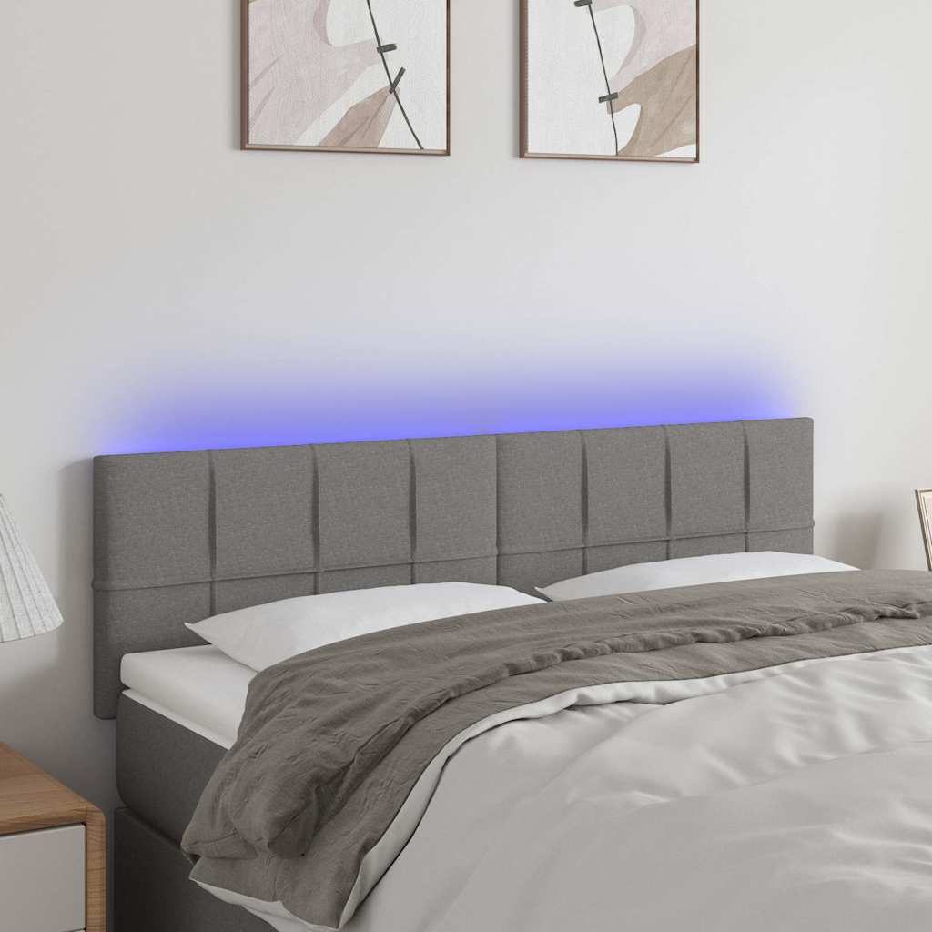 Vidaxl hoofdbord led 144x5x78 88 cm stof donkergrijs