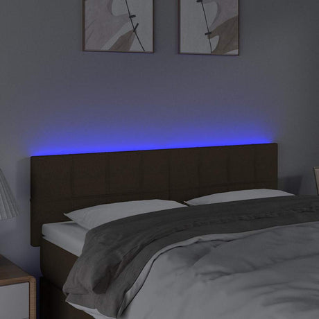 Vidaxl hoofdbord led 144x5x78 88 cm stof donkerbruin