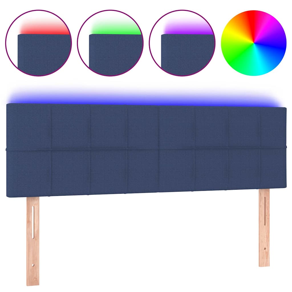 Vidaxl hoofdbord led 144x5x78 88 cm stof blauw