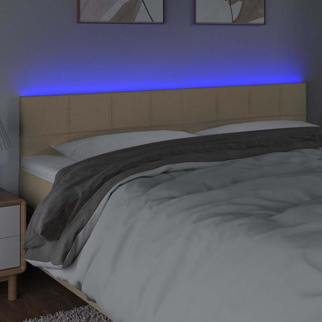 Vidaxl hoofdbord led 160x5x78 88 cm stof crèmekleurig