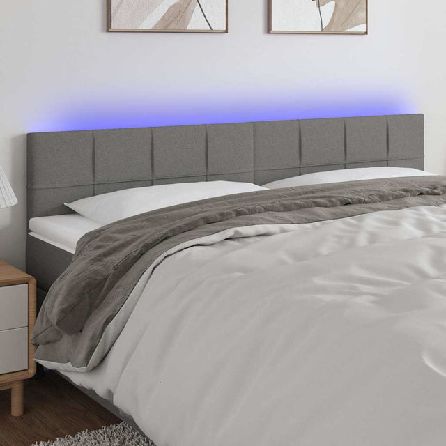 Vidaxl hoofdbord led 180x5x78 88 cm stof donkergrijs