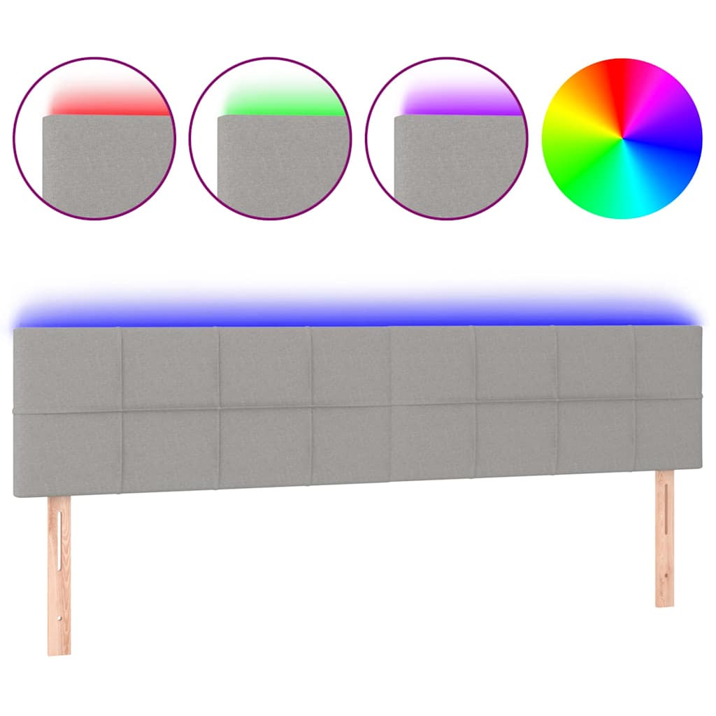 Vidaxl hoofdbord led 200x5x78 88 cm stof lichtgrijs