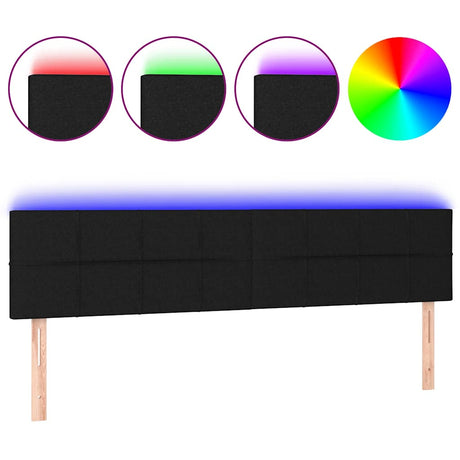 Vidaxl hoofdbord led 200x5x78 88 cm stof zwart