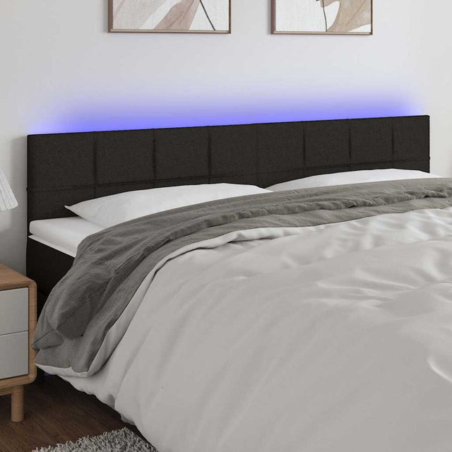 Vidaxl hoofdbord led 200x5x78 88 cm stof zwart