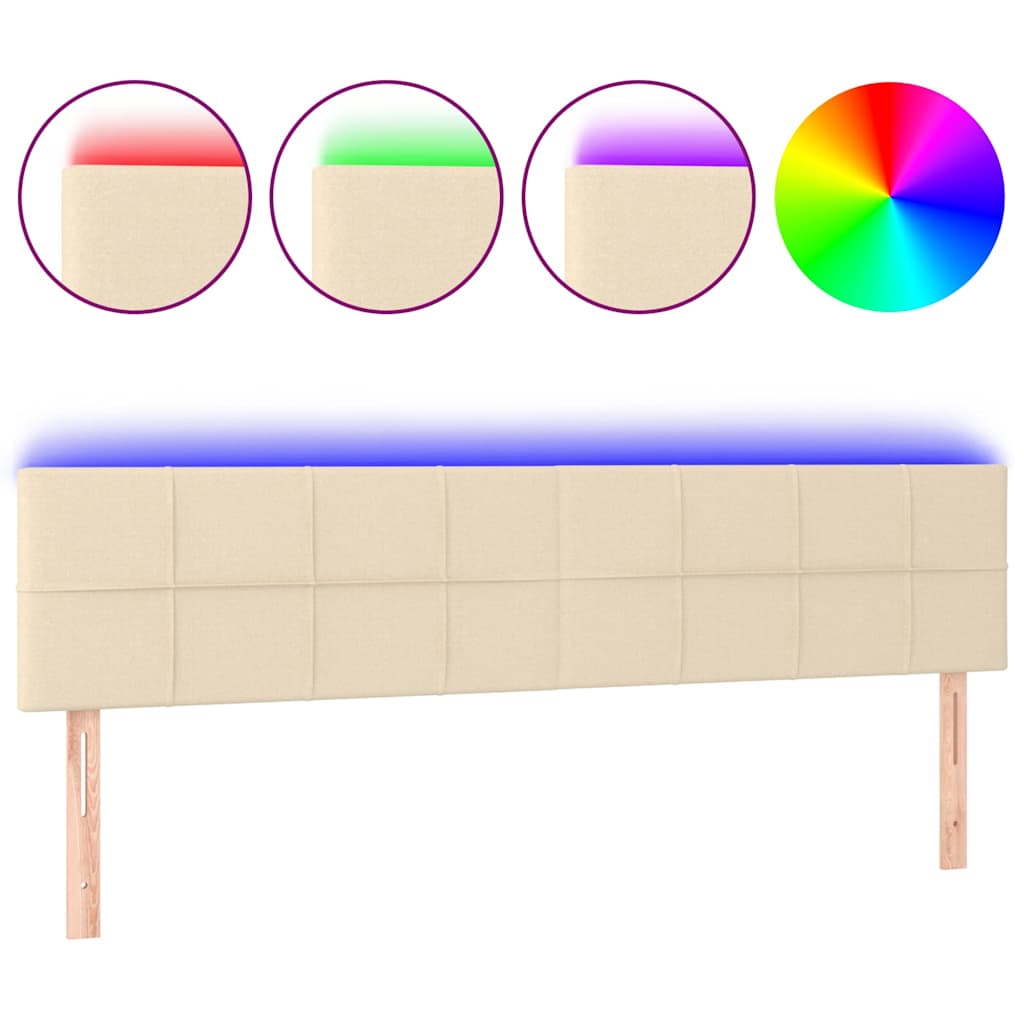 Vidaxl hoofdbord led 200x5x78 88 cm stof crèmekleurig