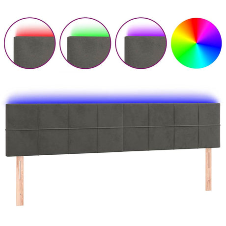 Vidaxl hoofdbord led 180x5x78 88 cm fluweel donkergrijs