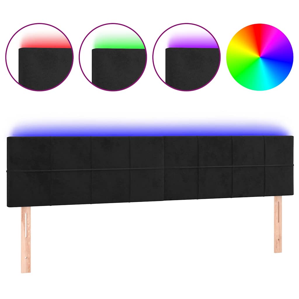 Vidaxl hoofdbord led 180x5x78 88 cm fluweel zwart