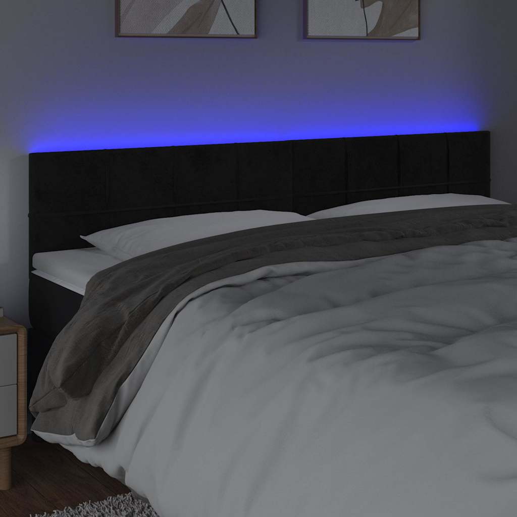 Vidaxl hoofdbord led 180x5x78 88 cm fluweel zwart